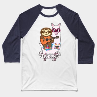 Sloth Llama Guitar Baseball T-Shirt